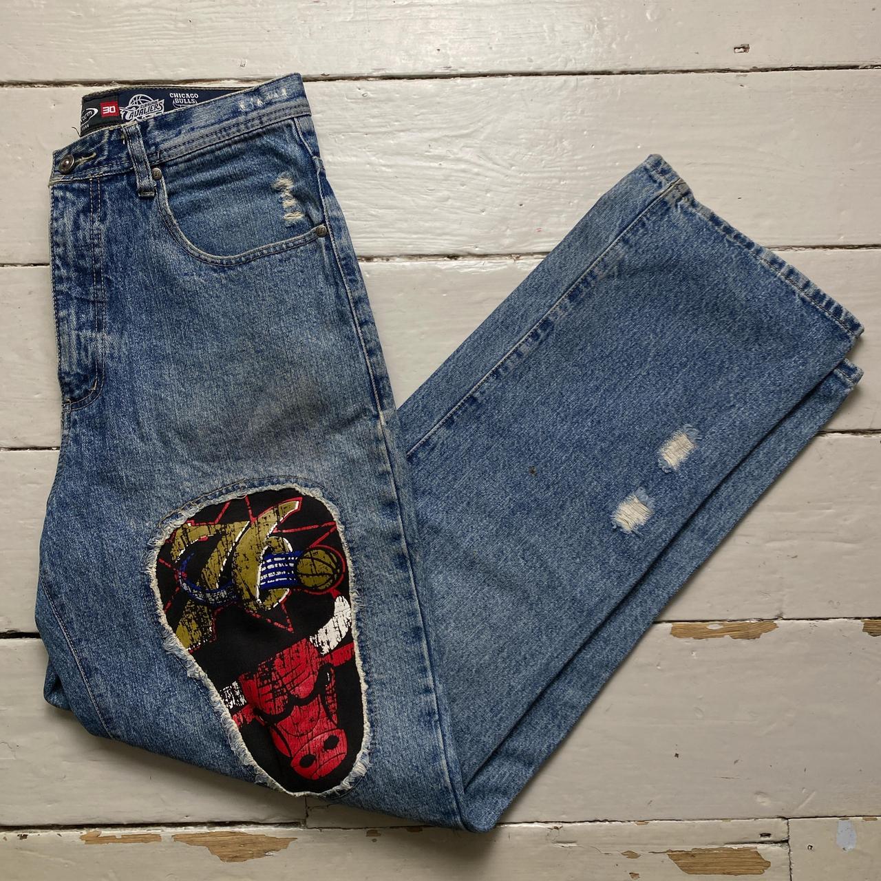 UNK Denim Vintage 90’s Basketball NBA Distressed Patch Jeans