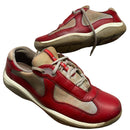 Prada Americas Cup Vintage Red and Grey Low Trainers (UK 5)