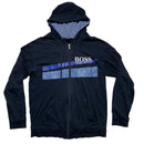 Hugo Boss Navy Blue and White Hoodie (M)