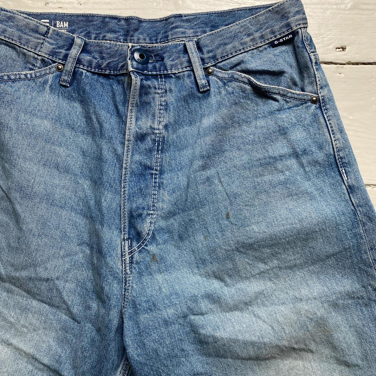 G Star Bam Baggy Light Stonewash Jorts Jean Shorts