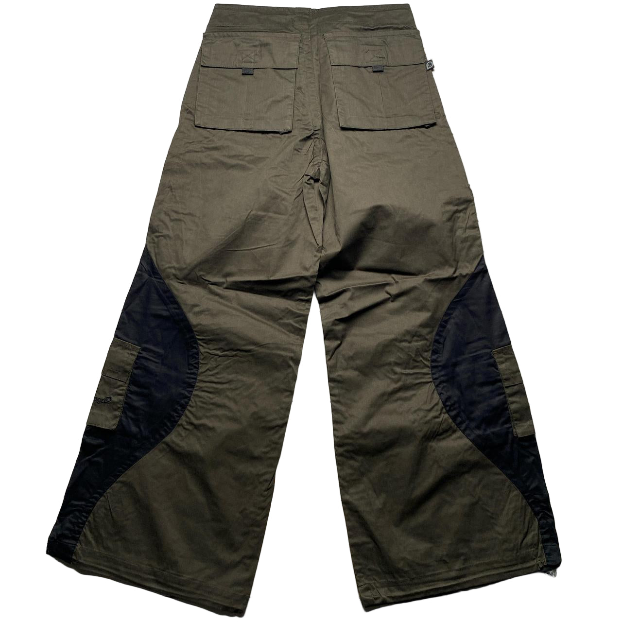 Criminal Damage Khaki Green and Black Baggy Cargo Parachute Combat Trousers (30W)