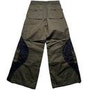 Criminal Damage Khaki Green and Black Baggy Cargo Parachute Combat Trousers (30W)