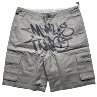 Minus Two Grey Two Tone Graffiti Cargo Shorts (XL)