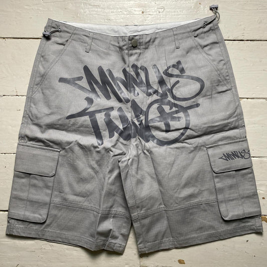 Minus Two Grey Two Tone Graffiti Cargo Shorts