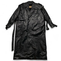 Phase 2 Vintage Leather Long Fur Lined Trench Coat Jacket (XL)