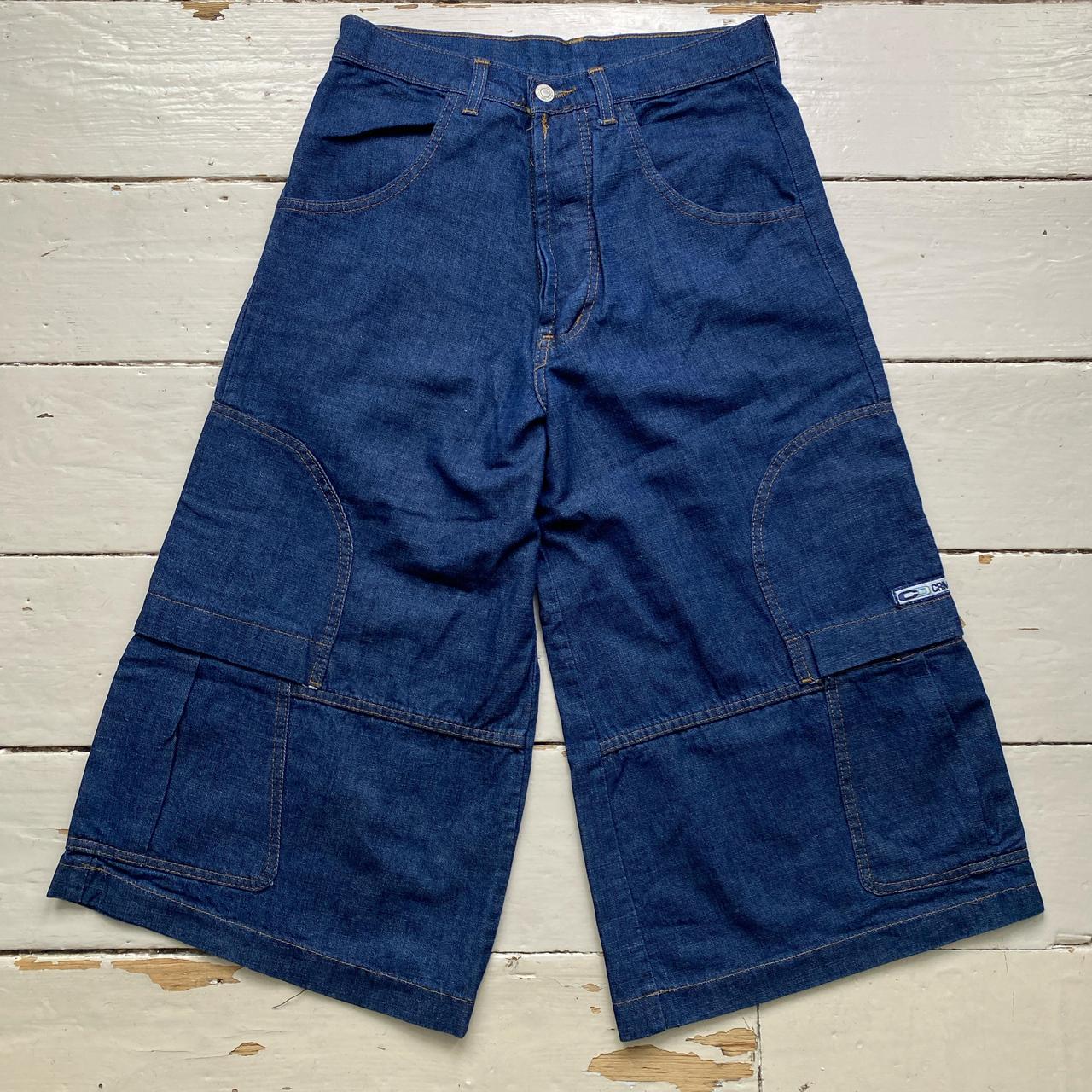 Criminal Damage Vintage Baggy Jort Jean Shorts Navy