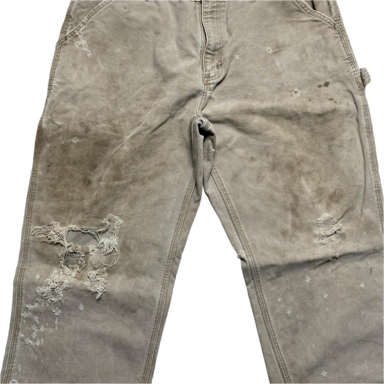 Carhartt Vintage Distressed Workwear Carpenter Cargo Trousers Light Khaki (36W)