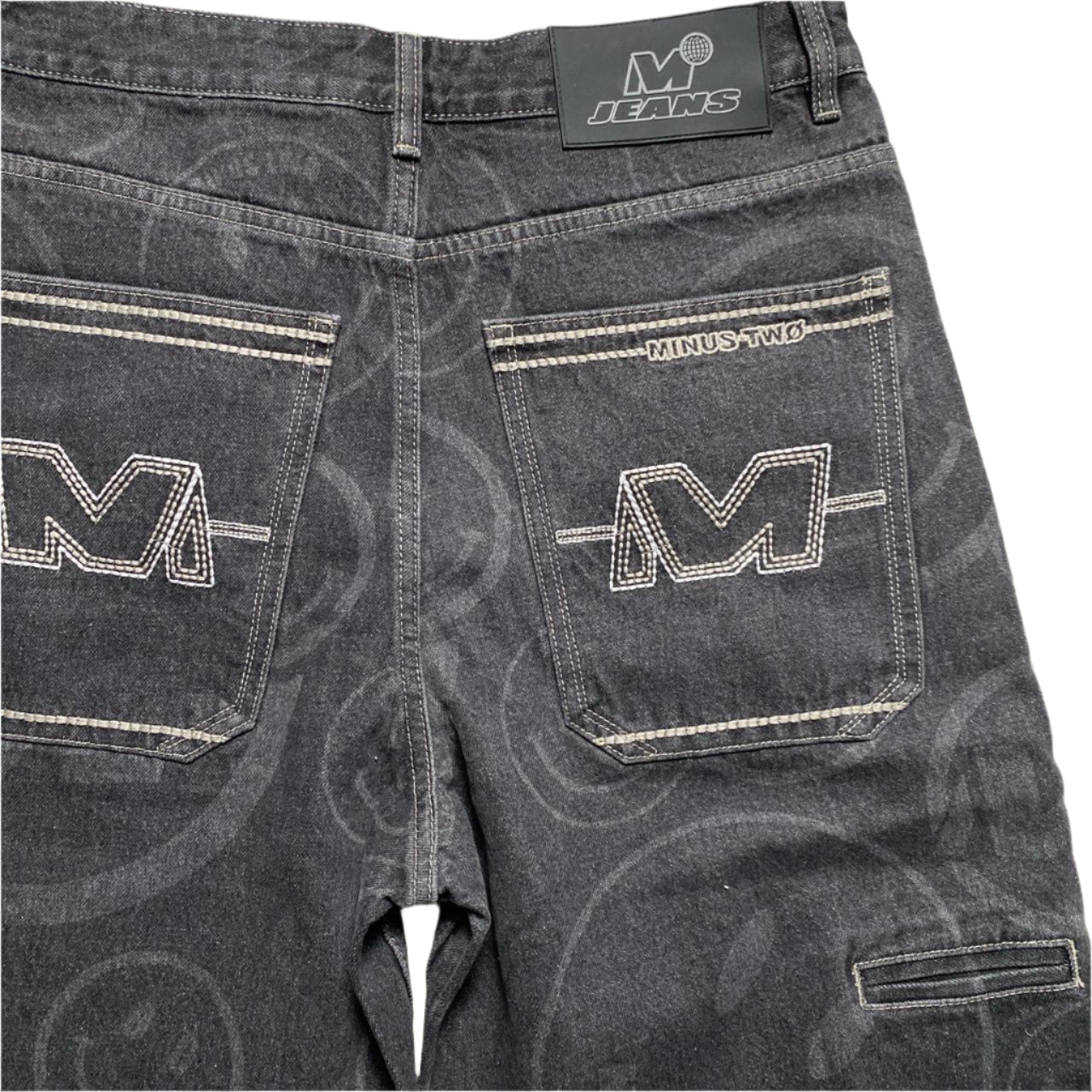 Minus Two Jeans Smiley Face Jorts Jean Shorts Grey (L)
