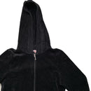Juicy Couture Black and Pink Diamante Velour Hoodie (M)