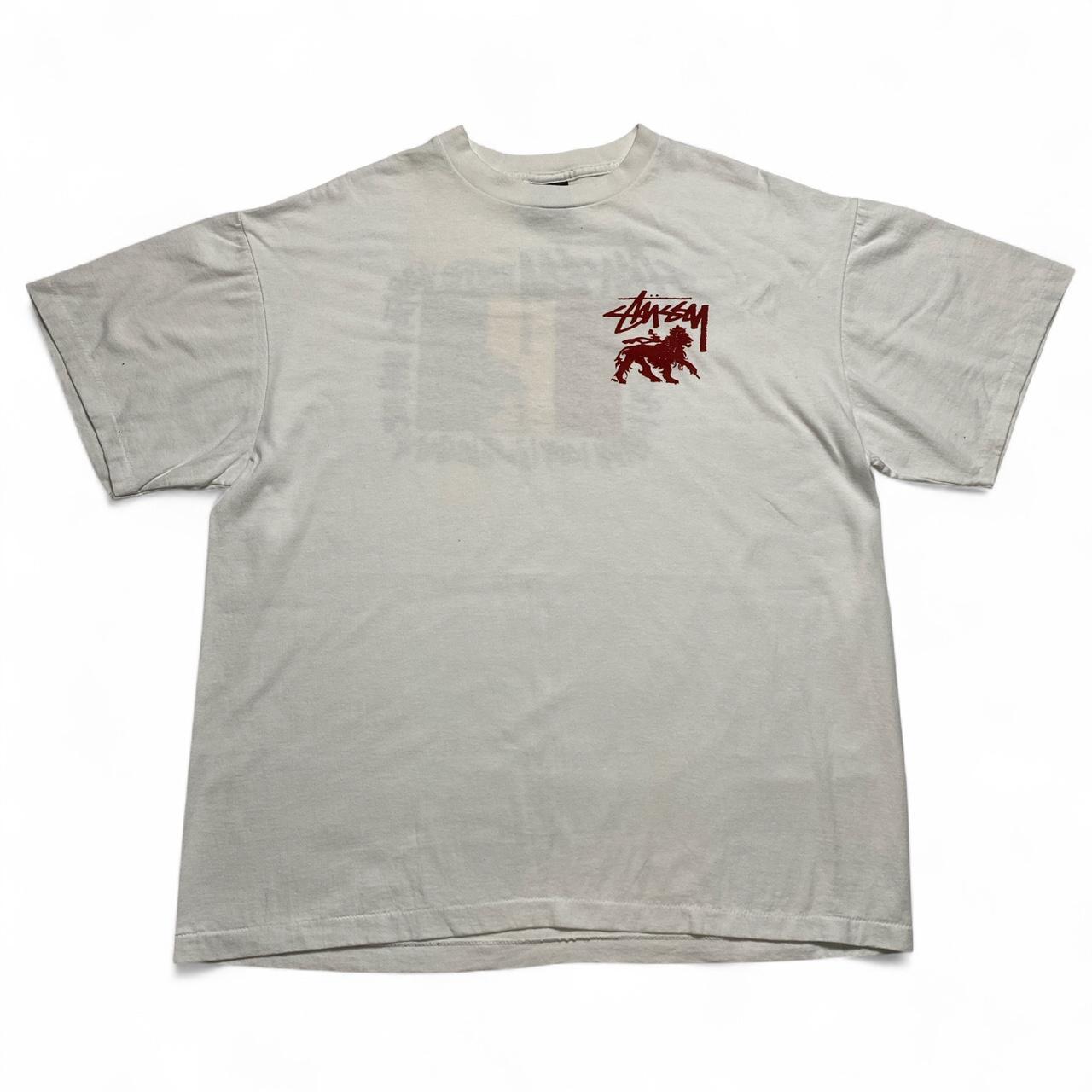 Stussy Lion Rasta Vintage 90’s Single Stitch White T Shirt