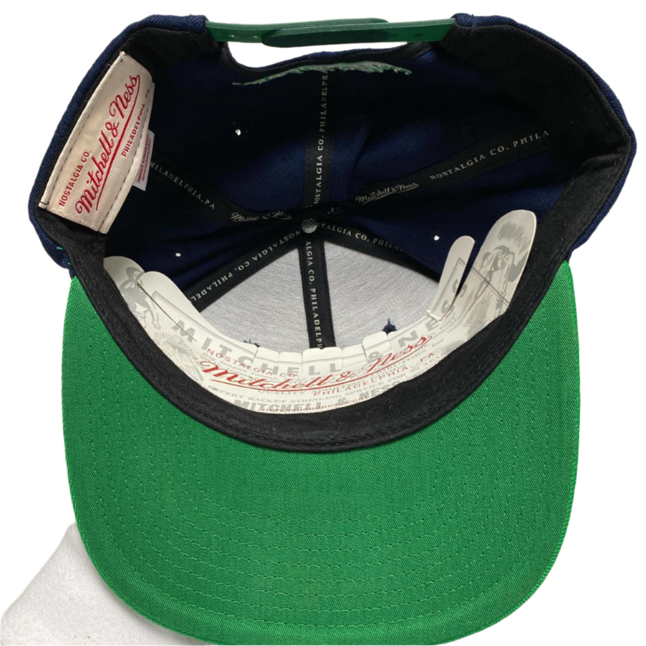 Notre Dame Navy and Green Snapback Mitchell & Ness Cap
