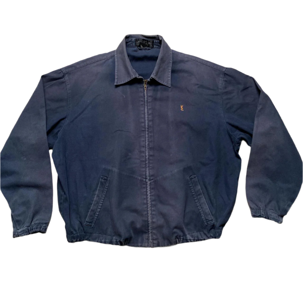 Yves Saint Laurent YSL Vintage Navy and Yellow Harrington Bomber Jacket (L)