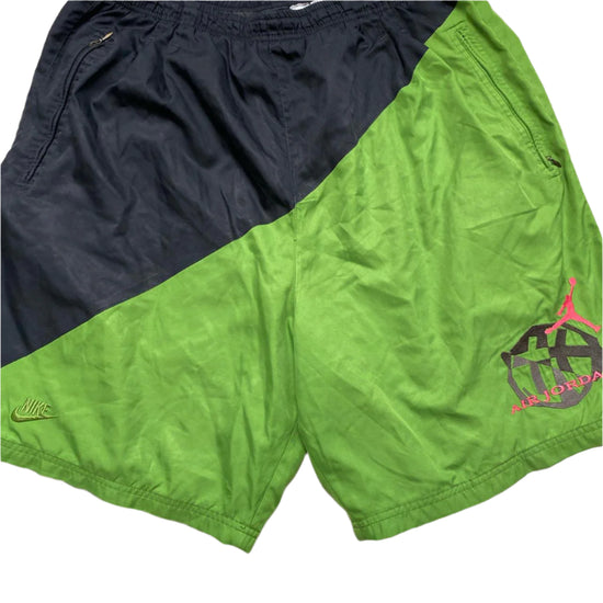 Nike Air Jordan Vintage 90’s Black and Green Shell Trackpant Shorts (L)
