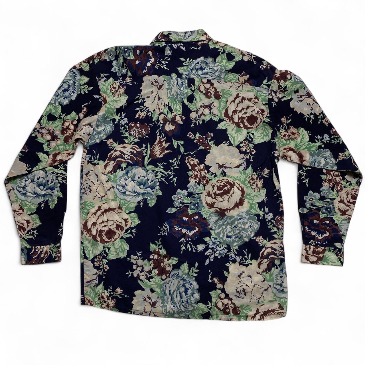 NAF NAF Vintage Floral Navy Green and Cream Shirt