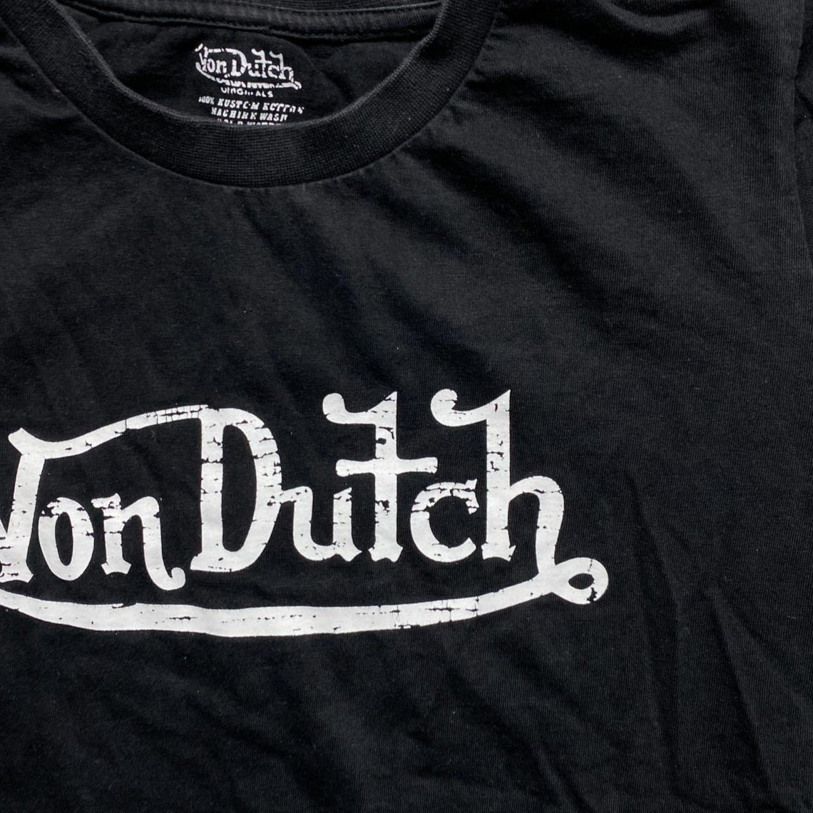 Von Dutch Black and White Crop Top T Shirt (S)