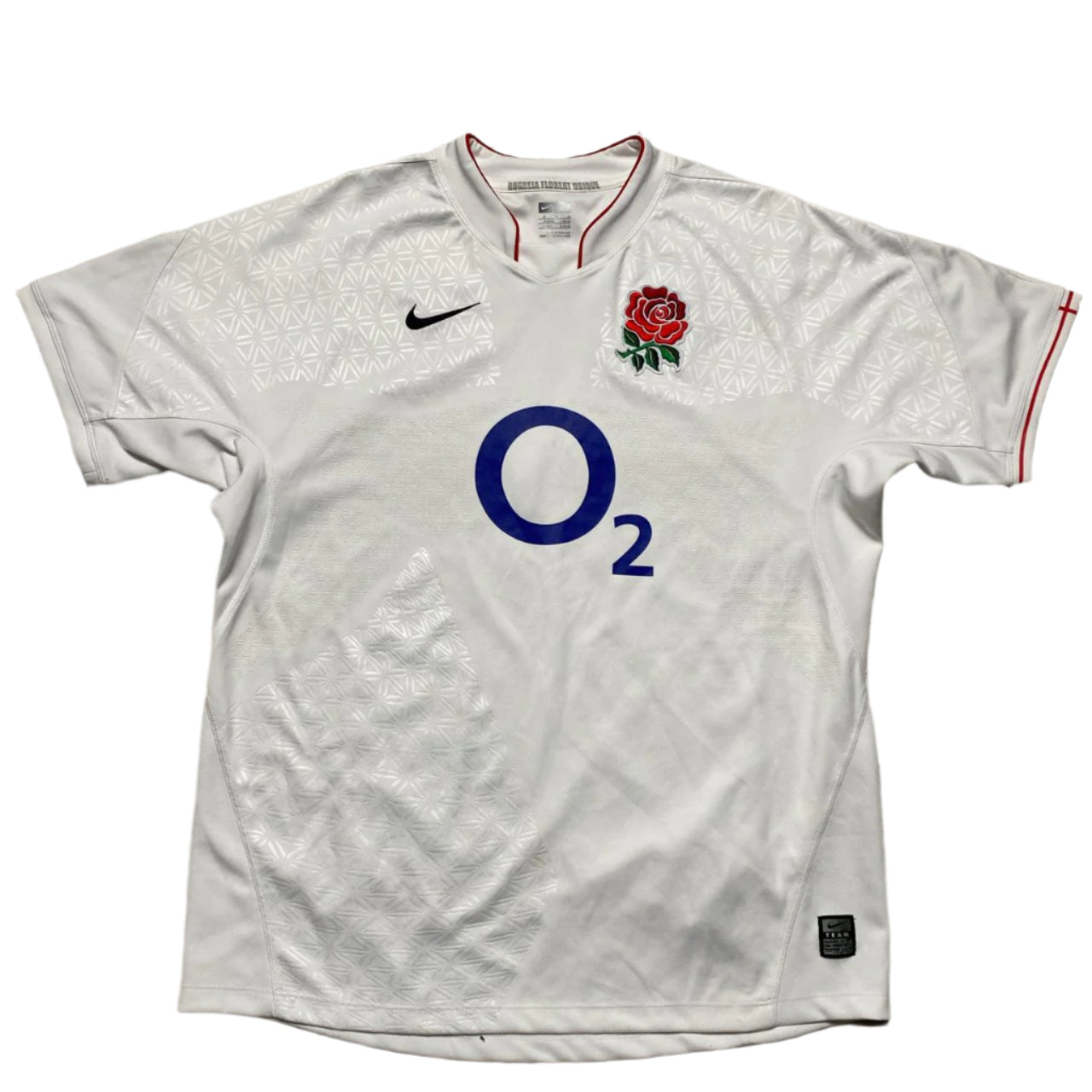 Nike England Rugby O2 2007/08 Vintage Jersey White and Red (M)