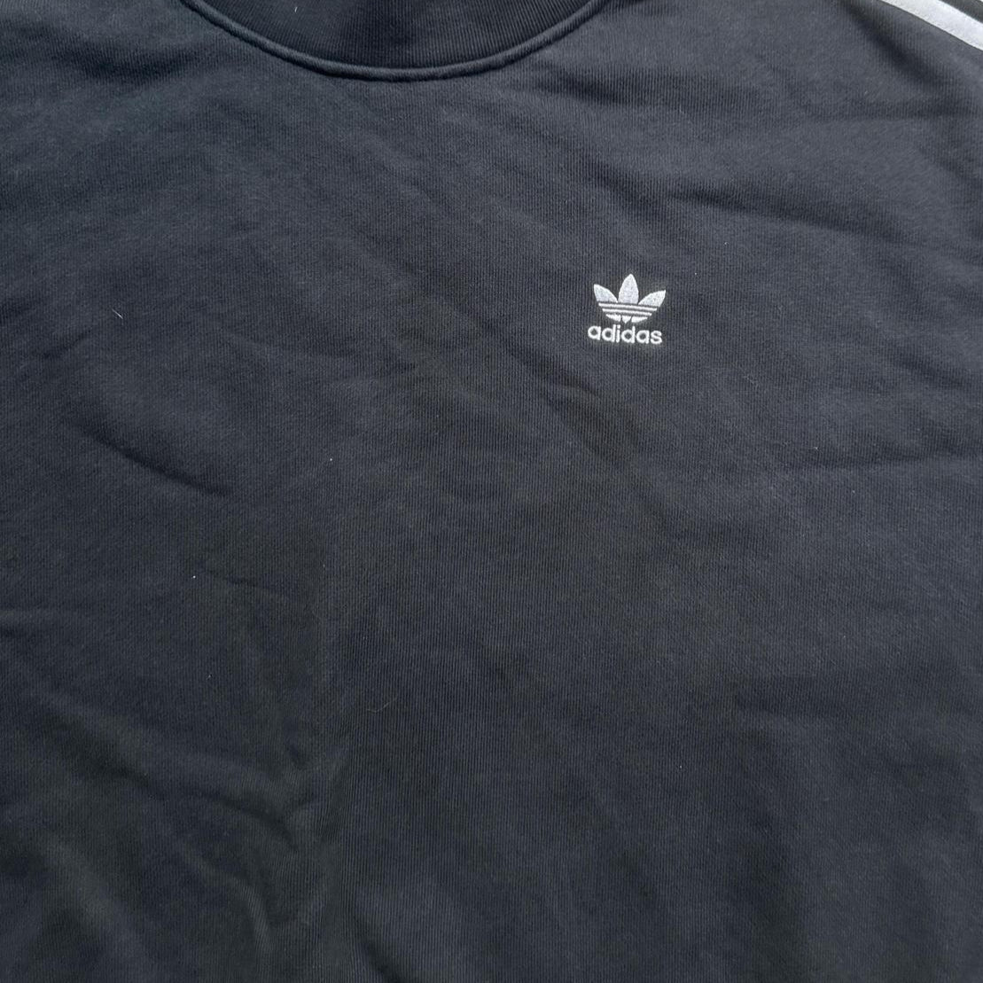 Adidas Originals Cropped Black and White Stripe Jumper (UK 12)
