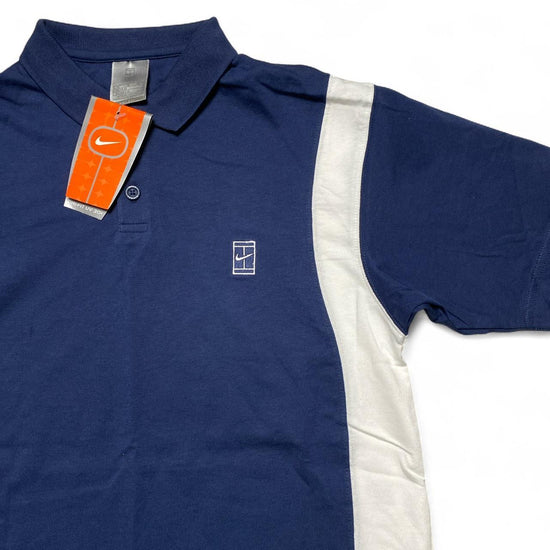Nike Tennis Vintage Y2K Navy and White Polo Shirt (XS)