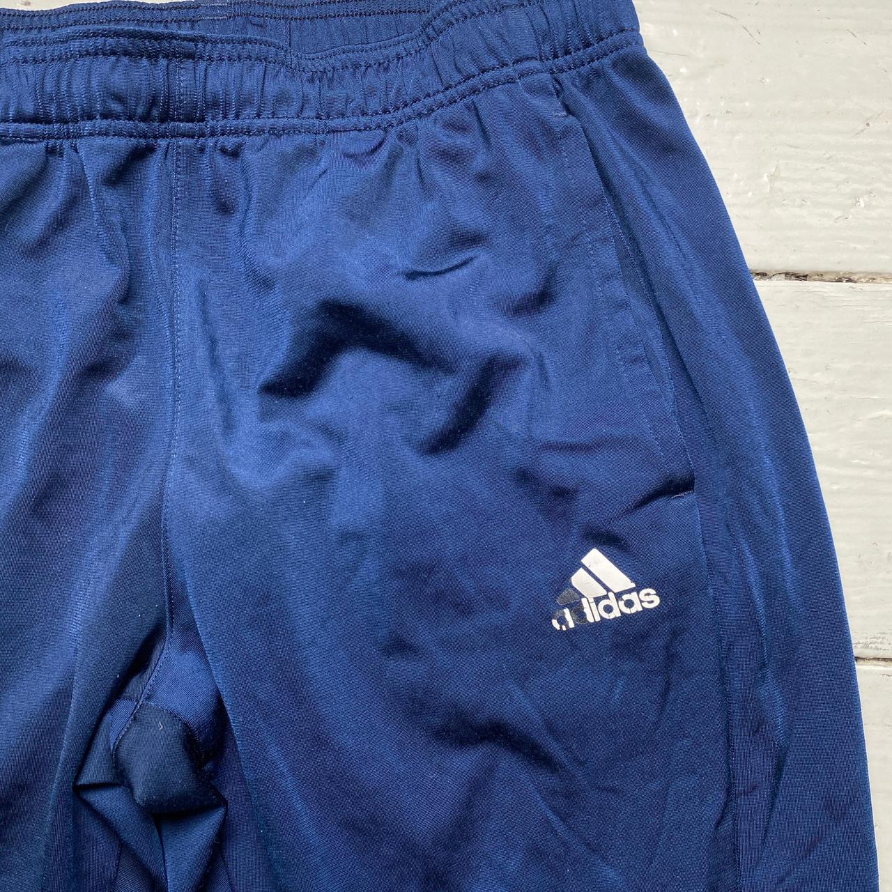 Adidas Navy and White Trackpant Bottoms