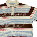 Rocawear Vintage Striped Brown White Baby Blue and Pink Polo Shirt (S)