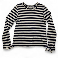 Comme des Garcons Womens Bow Striped Navy and White Long Sleeve T Shirt (XS)