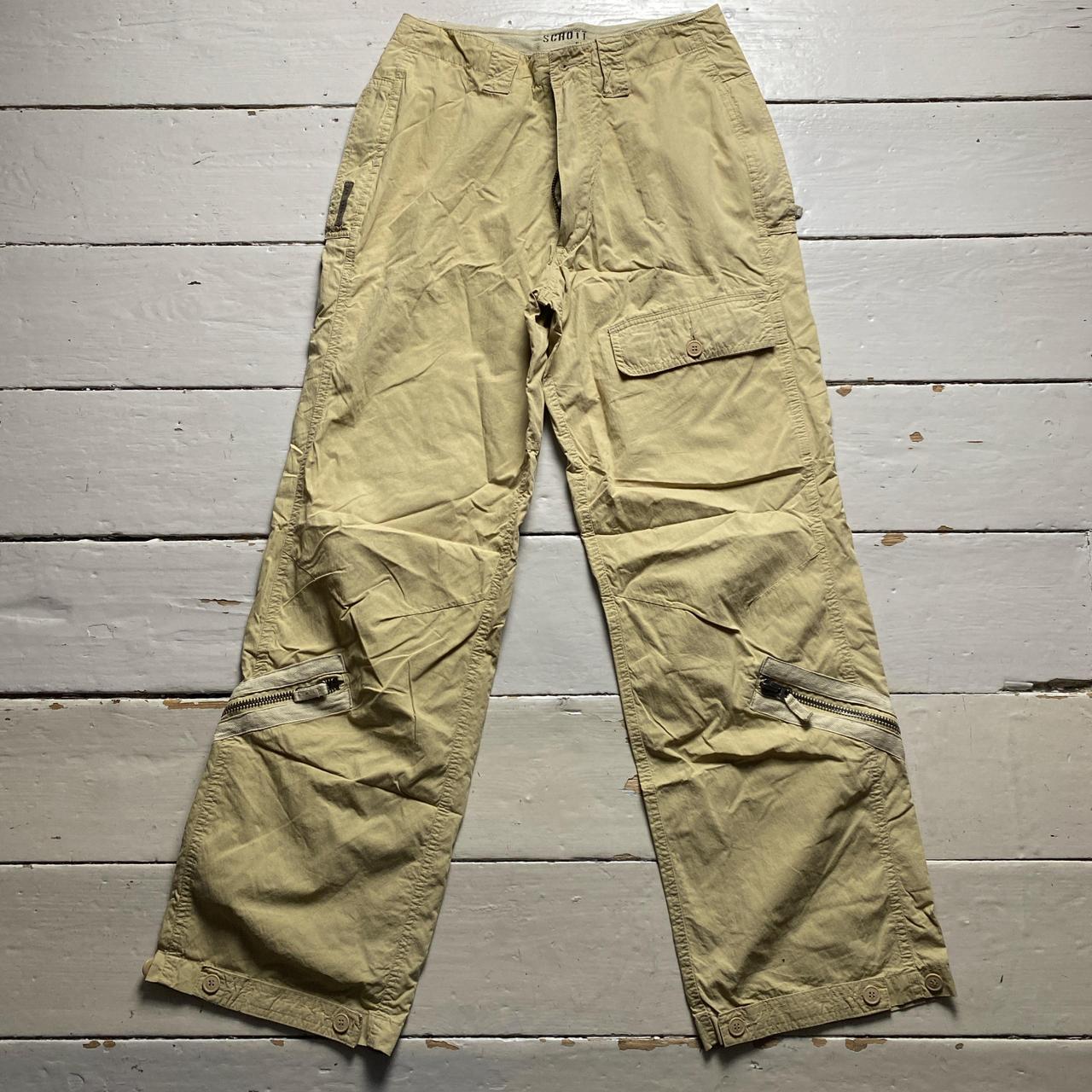 Schott Vintage Cream Khaki Cargo Trousers