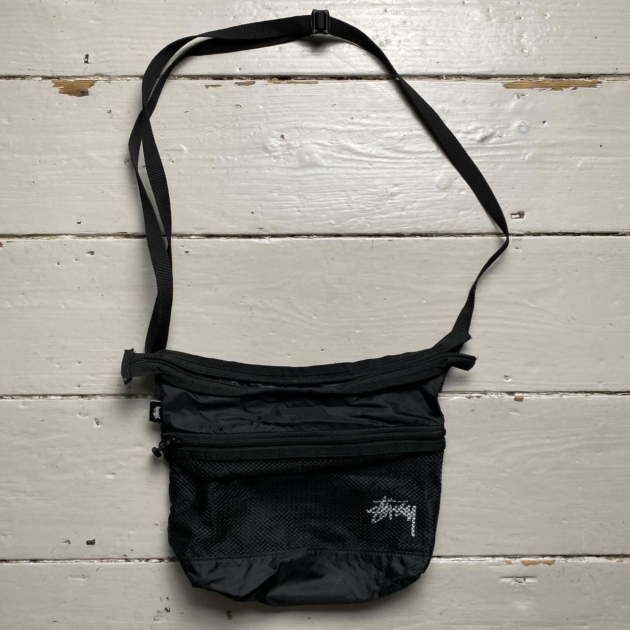 Stussy Black and White Mesh Pouch Bag