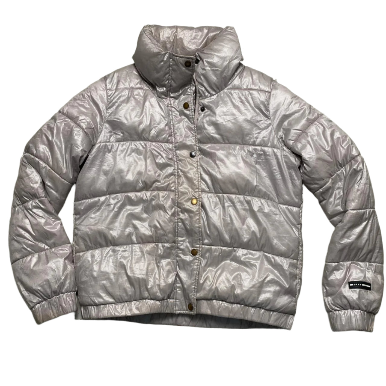 DKNY Silver and Black Puffer Jacket (M)