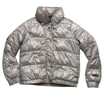 DKNY Silver and Black Puffer Jacket (M)