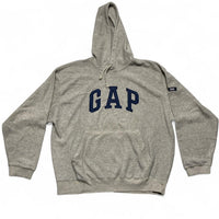 GAP Grey Fleece Hoodie Navy Spellout (M)