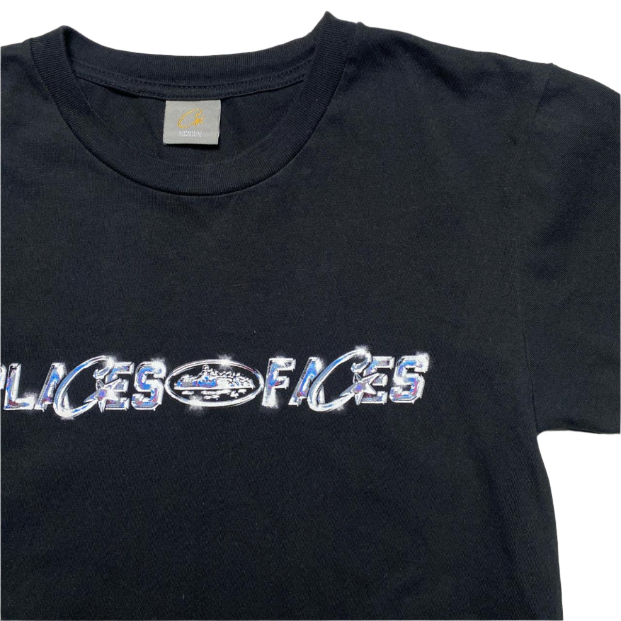 Corteiz Places and Faces Black Chrome T Shirt (M)