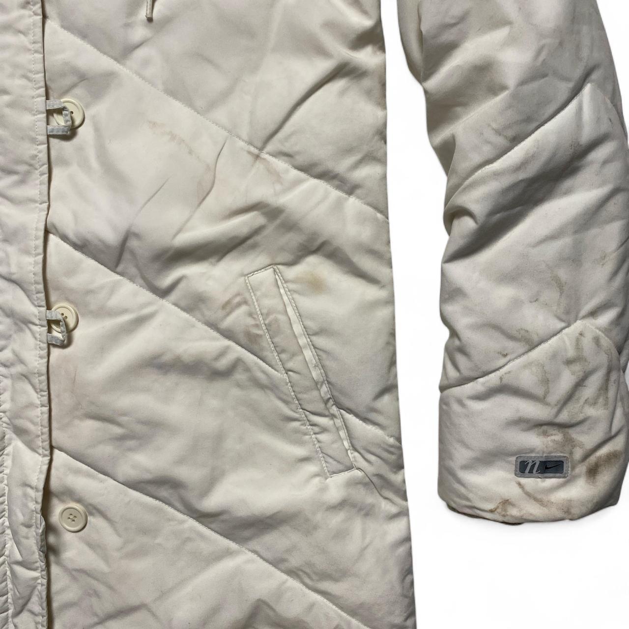 Nike Vintage Womens y2k Padded Jacket Parka Coat White and Navy