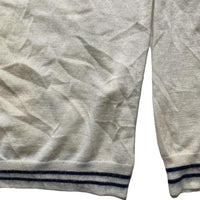 Gucci Vintage Cream and Navy Wool Polo Long Sleeve Jumper Shirt (L)