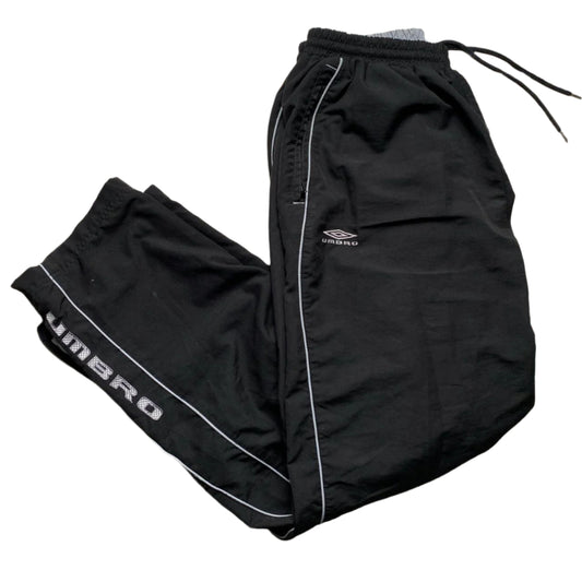 Umbro Vintage Black and Grey Shell Trackpant Baggy Bottoms (L)