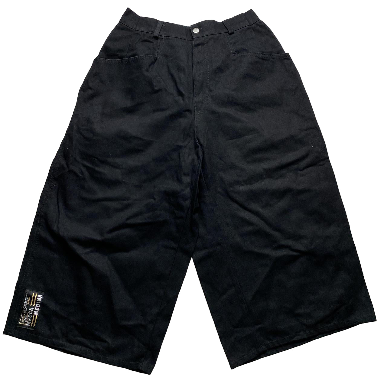 Mecca Medina Vintage 90’s Baggy Black and Gold Jort Jean Shorts (XL)