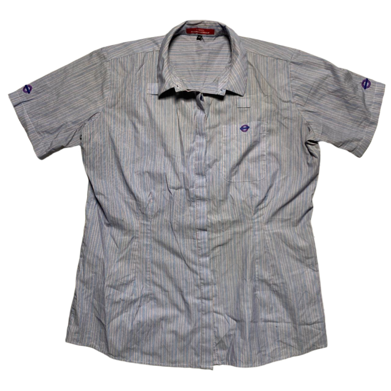 Workwear Purple Striped Short Sleeve Shirt (42/44)