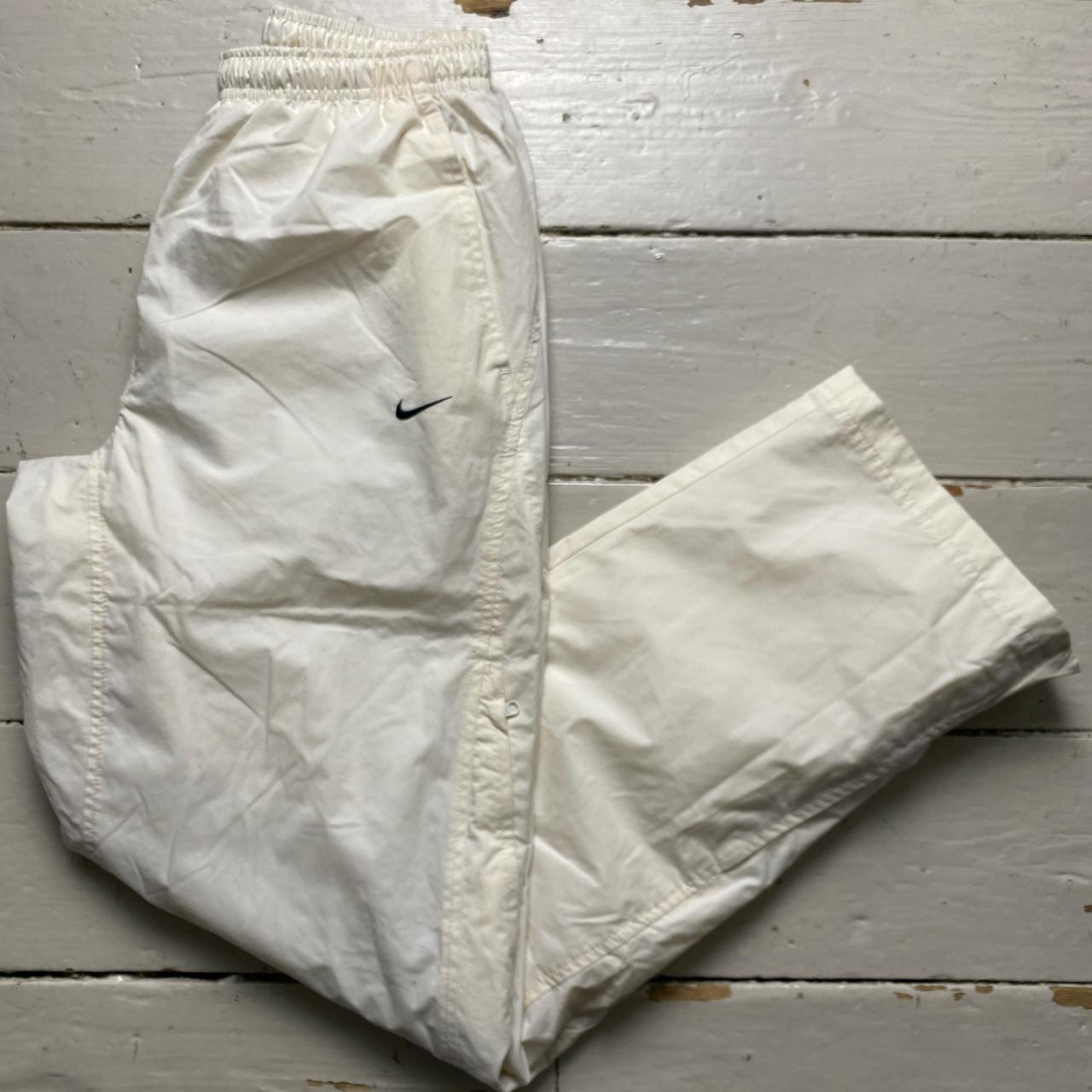 Nike Cream White and Navy Swoosh Baggy Trackpant Shell Bottoms