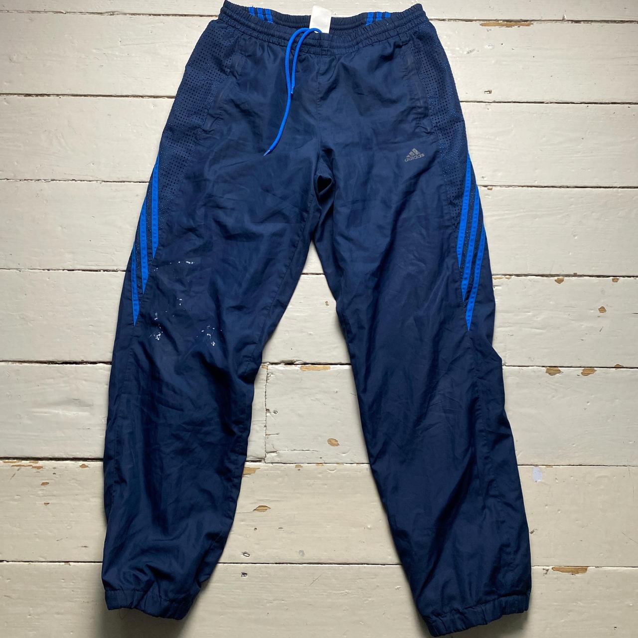 Adidas Navy and Blue Stripe Shell Trackpant Baggy Bottoms