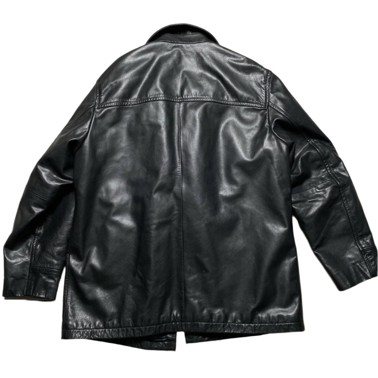 GAP Vintage Black Leather Peacoat (XL)
