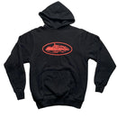 Corteiz Black and Red Alcatraz Hoodie (M)