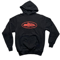 Corteiz Black and Red Alcatraz Hoodie (M)