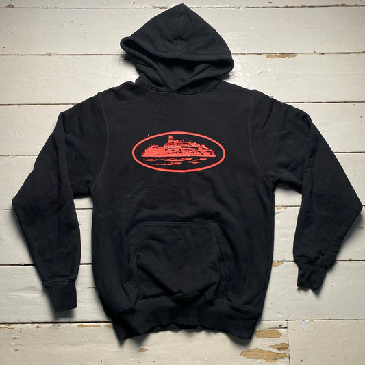 Corteiz Black and Red Alcatraz Hoodie