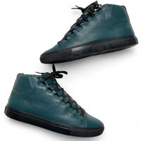 Balenciaga Arena Dark Green and Black Leather High Top Trainers (UK 10)