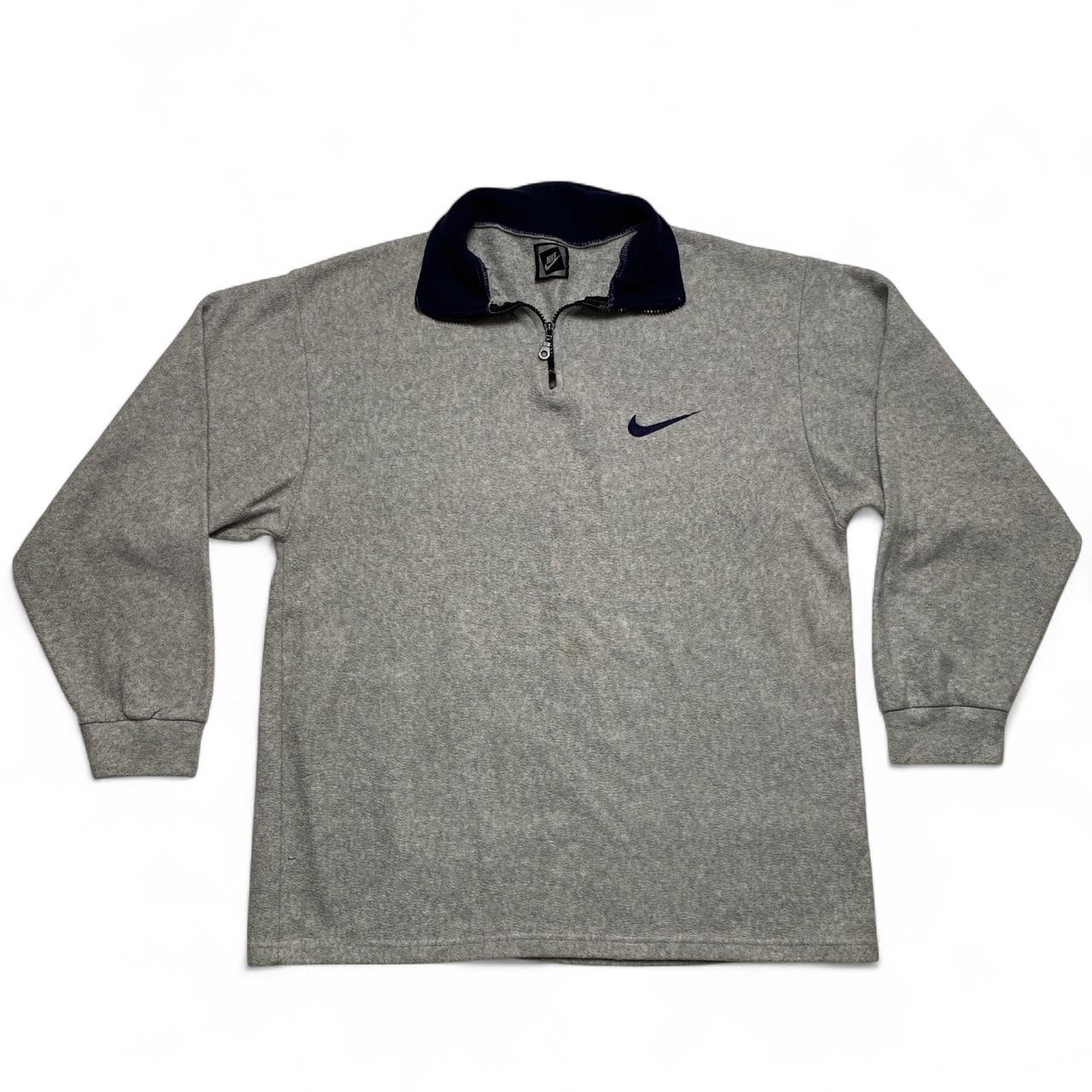 Nike Vintage 90’s Grey and Navy Quarter Zip Fleece Jumper