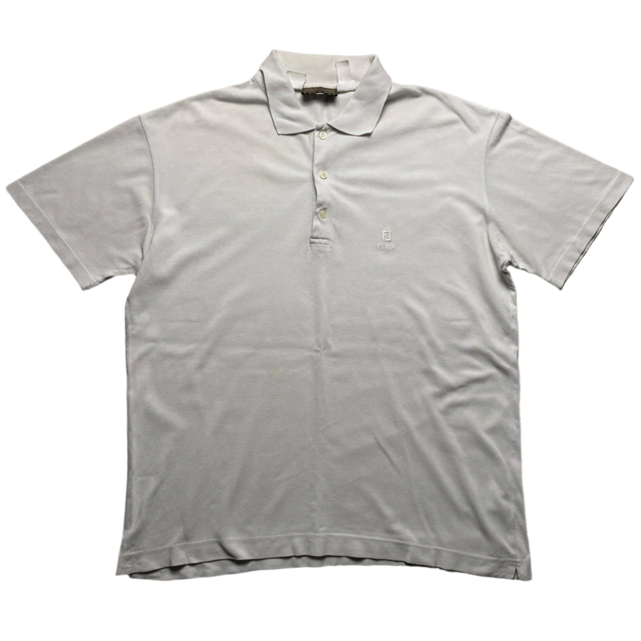 Fendi White Short Sleeve Polo Shirt (M)