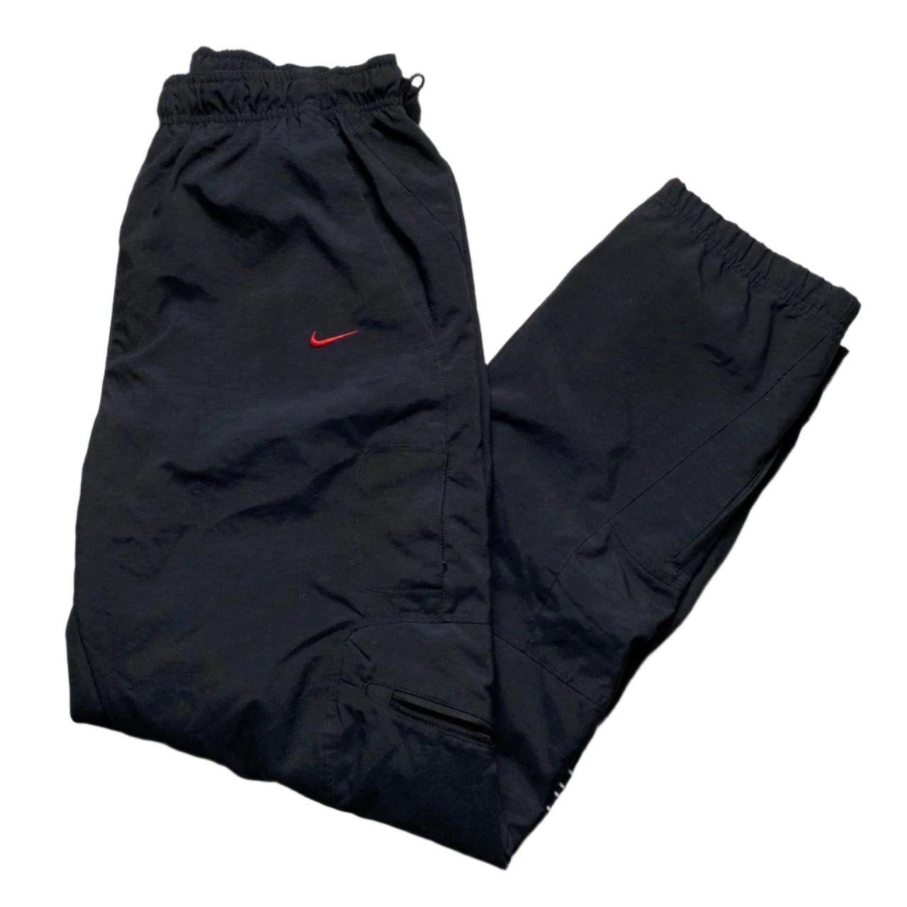 Nike Air Vintage Baggy Black and Red Shell Trackpant Bottoms (M)