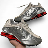 Nike Shox R4 Silver Metallic Red and White