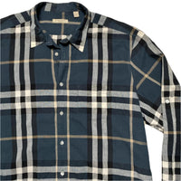 Burberry Brit Nova Check Navy Black White and Cream Long Sleeve Shirt (2XL)
