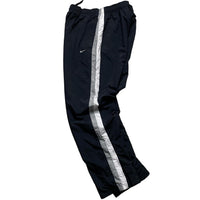 Nike Athletic Department Swoosh Vintage Black Grey and White Strip Shell Track Pant Baggy (XL)Bottoms