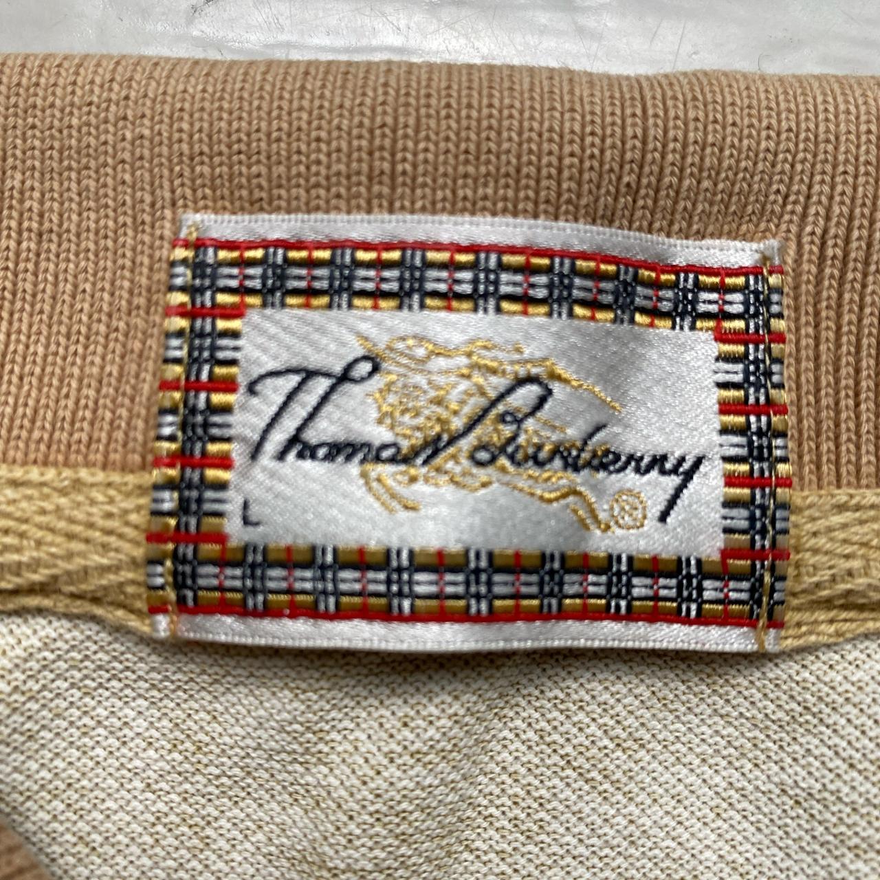 Thomas Burberry Vintage Cream and Grey Polo Shirt